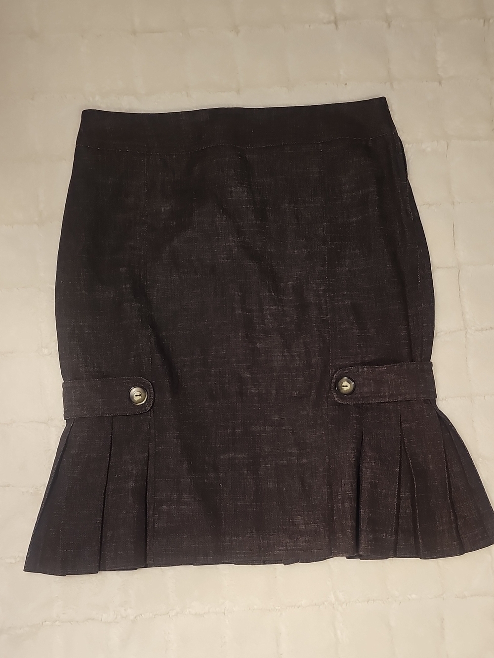 BCX Dark Brown Pleated Hem Button-Tab Midi Skirt